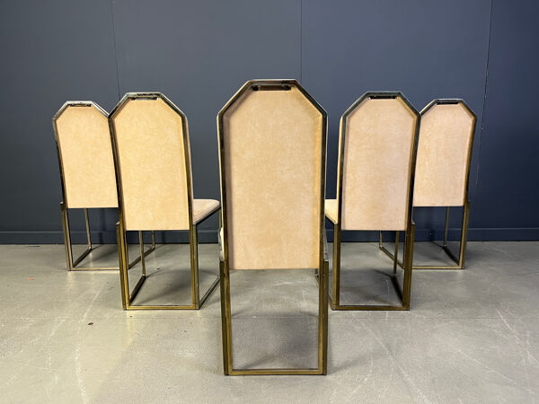 Chaises de salle à manger en laiton vintage par Belgochrom, années 1970