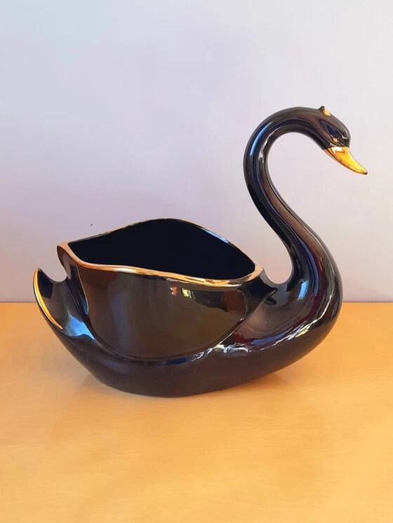 Cache Pot Cygne en Faïence 1960