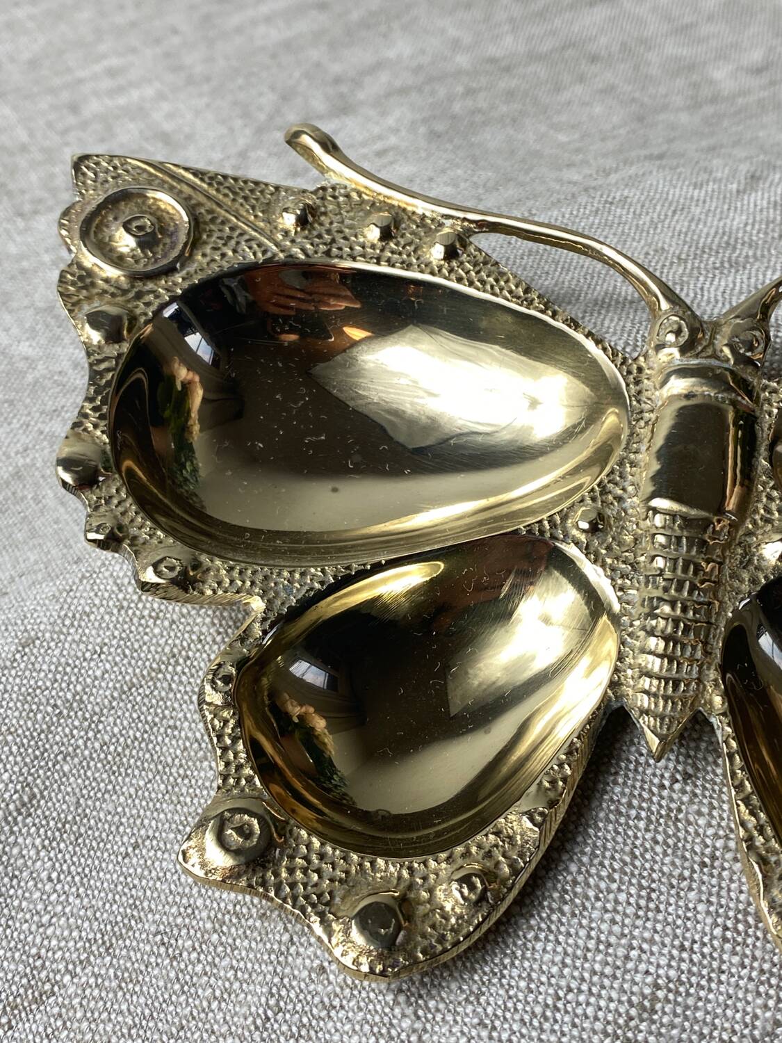 Butterfly-shaped brass pocket emptier