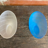 Set of 6 zig zag design ice cream bowls la rochere frosted glass france