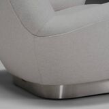 Pair of fabric and stainless steel lounge chairs by Gianni Moscatelli