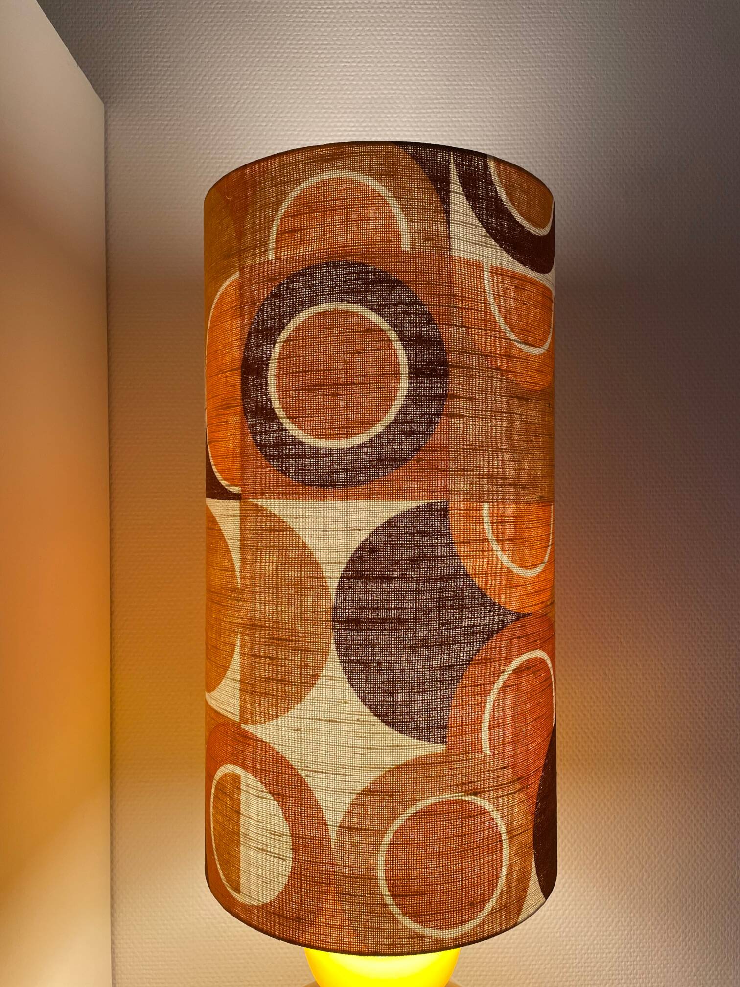 Manège brown opaline lamp H88 D28 - vintage fabric 1970