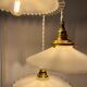 Three-light cascading pendant lamp with vintage white opaline lampshade