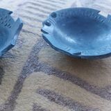 2 ceramic dishes decorated with fish (cups)