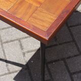 Modernist wood & steel coffee table France 1950s