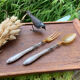 Salad cutlery in silver filled and horn early twentieth century