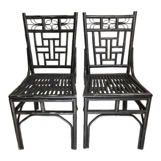 Faux bamboo chinoiserie chairs, 1970s