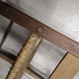 Pair of antique wooden straw-seated armchairs - Authentic country style