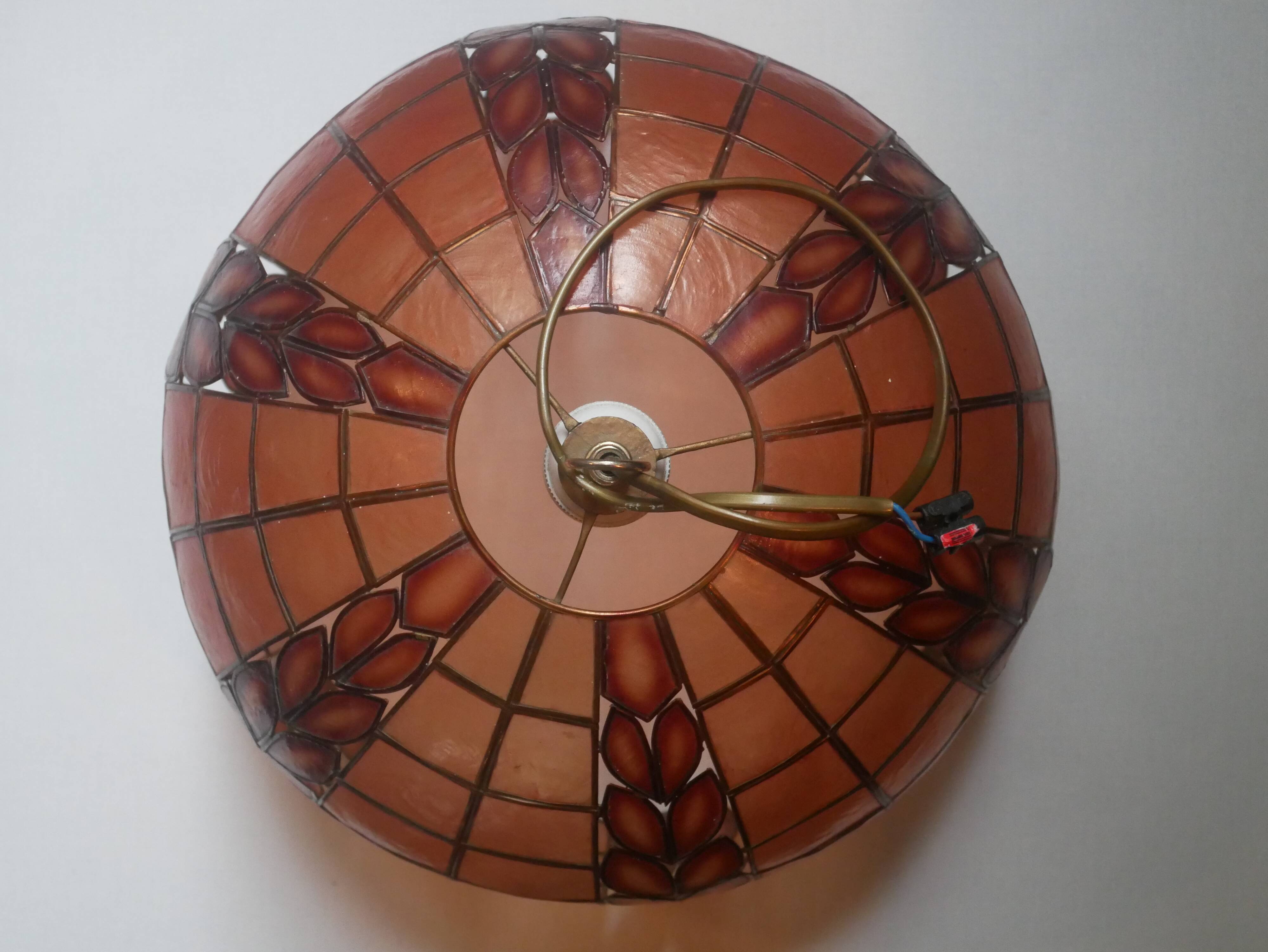 Mother-of-pearl brass pendant chandelier, bohemian country decoration, handcrafted