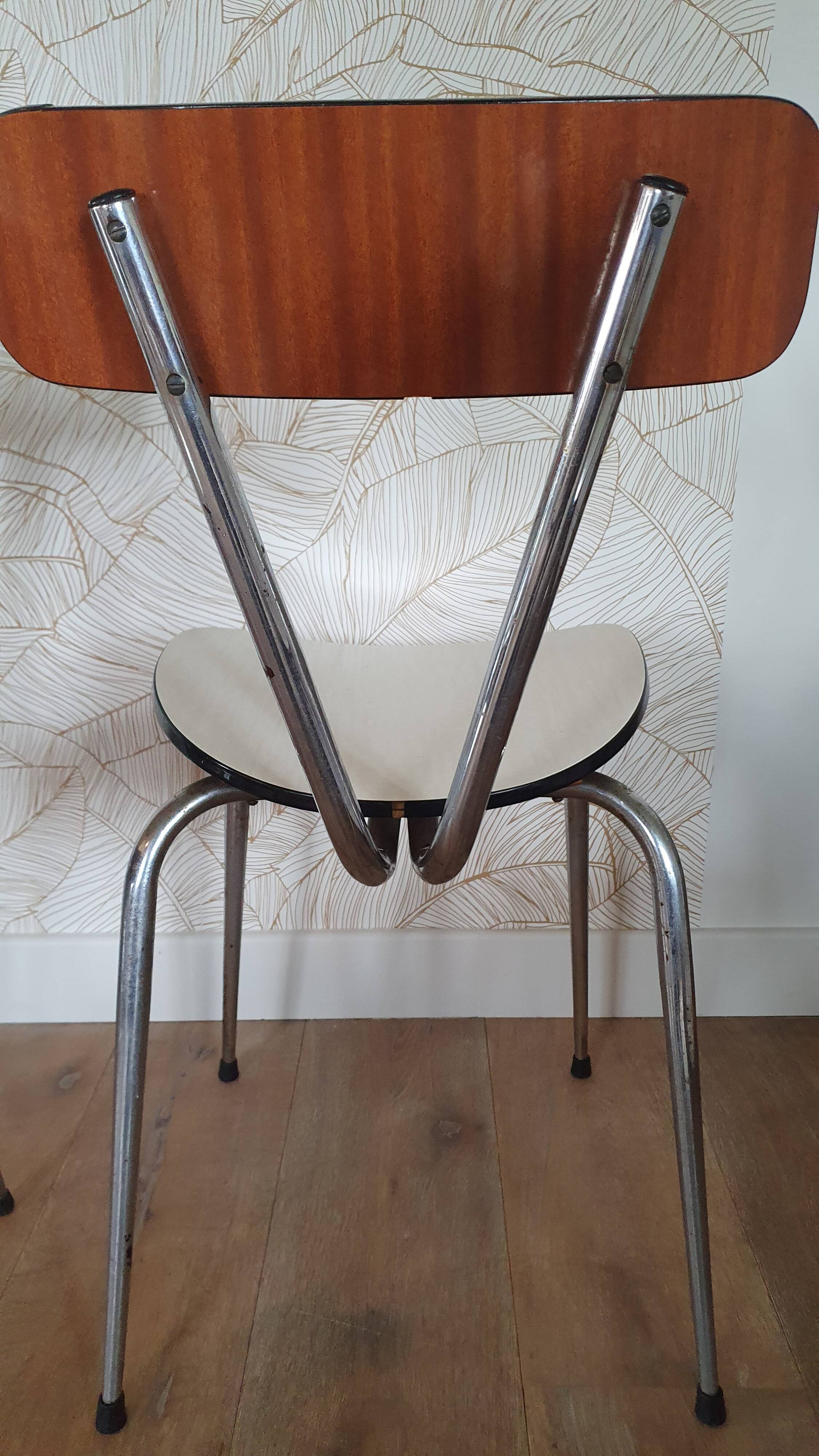 Set of 4 chairs in two-tone formica