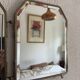 Vintage 1920s triptych barber mirror Art Deco hexagonal crystal - 33 x 78 cm