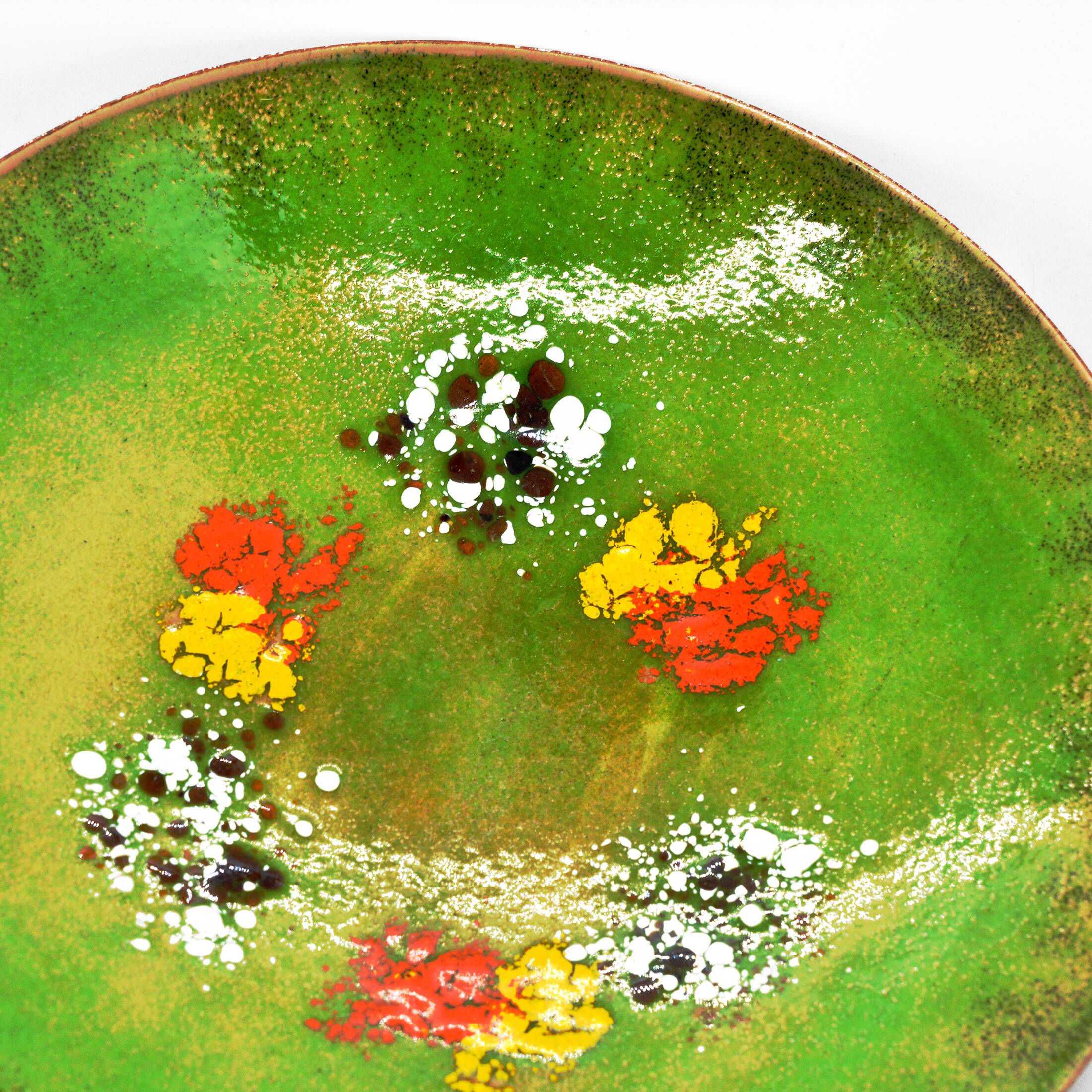 1960s enameled platter copper bowl, Germany