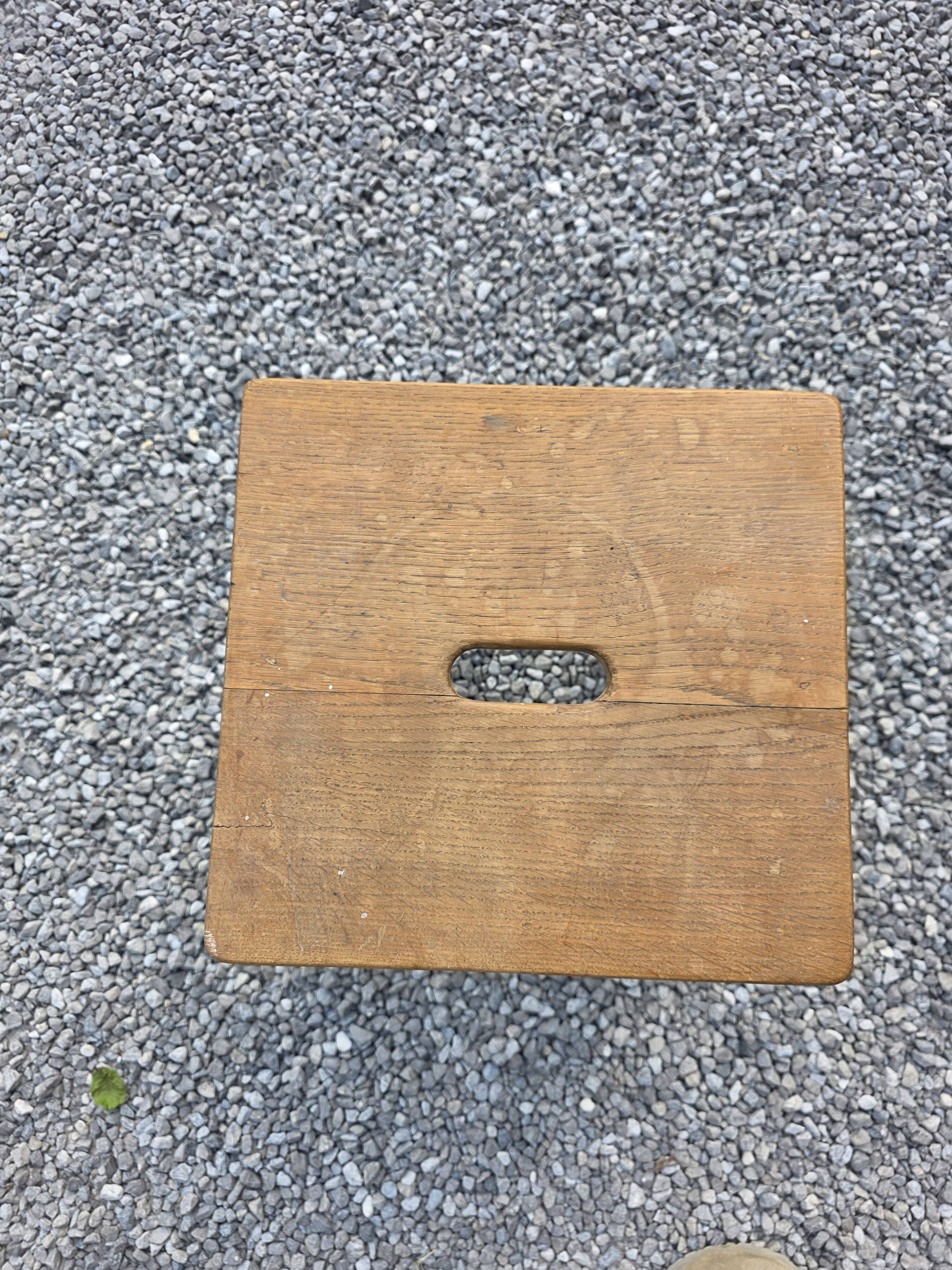 Pair of low stools in solid oak