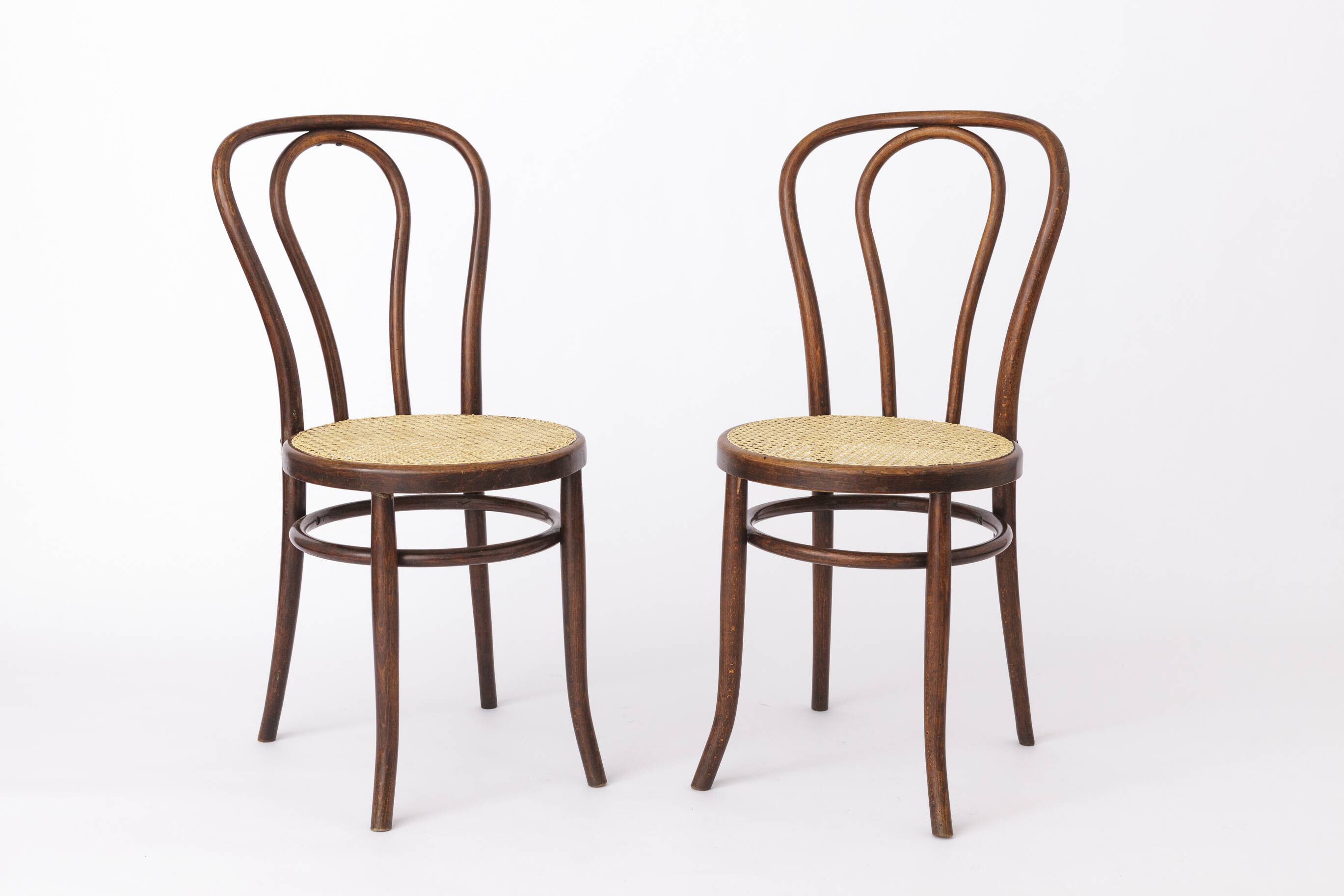 Set of 2 Vintage Bentwood Chairs – 1950s-1960s, Beech Wood, New Weaving