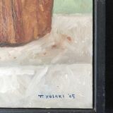 Oil on wood paper "Brioche and Banana" by "T. YOSAKI 05"