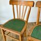Pair of bistro chairs in light curved wood and green seat 1950s