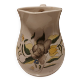Moustiers style floral motif earthenware pitcher signed