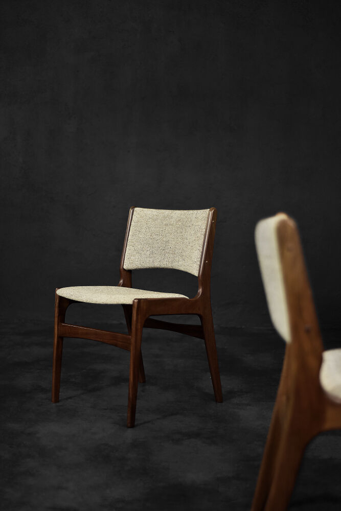 Chaises de salle à manger scandinaves modernes vintage en teck et laine beige modèle 89 par Erik Buch, années 1950, lot de 4
