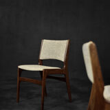 Vintage Scandinavian Modern Teak and Beige Wool Dining Chairs Model 89 by Erik Buch, 1950s, Set of 4