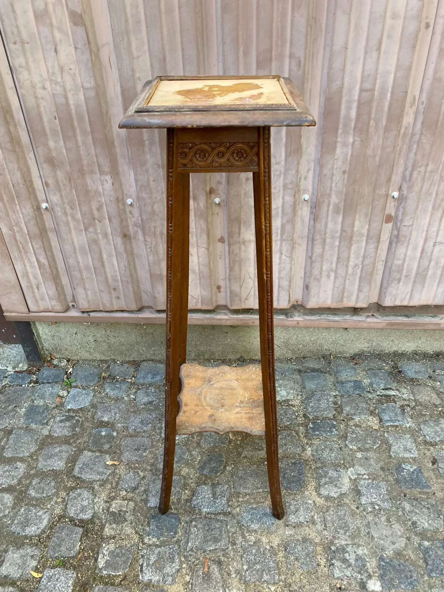 Antique Stand / Sculpted Wooden Plant Holder — 1900s Era