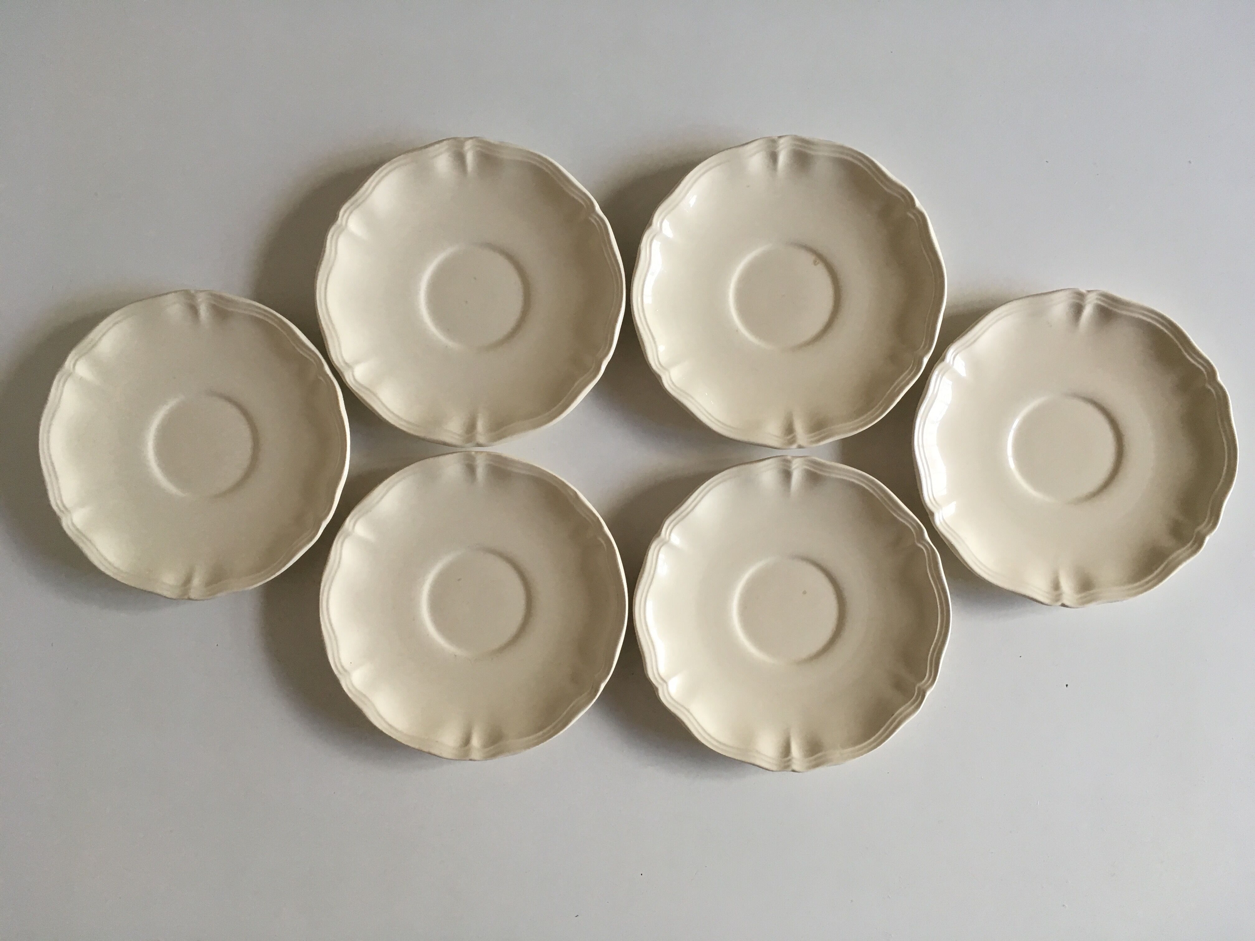Dessert plates 19cm faience Sarreguemines ivory with godrons