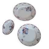 Set of 2 dishes and 1 bowl K and G Lunéville model "Evreux"
