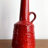 Montanus & Remy 56/25 Vase rouge-orange, céramique de lave grasse allemande rétro