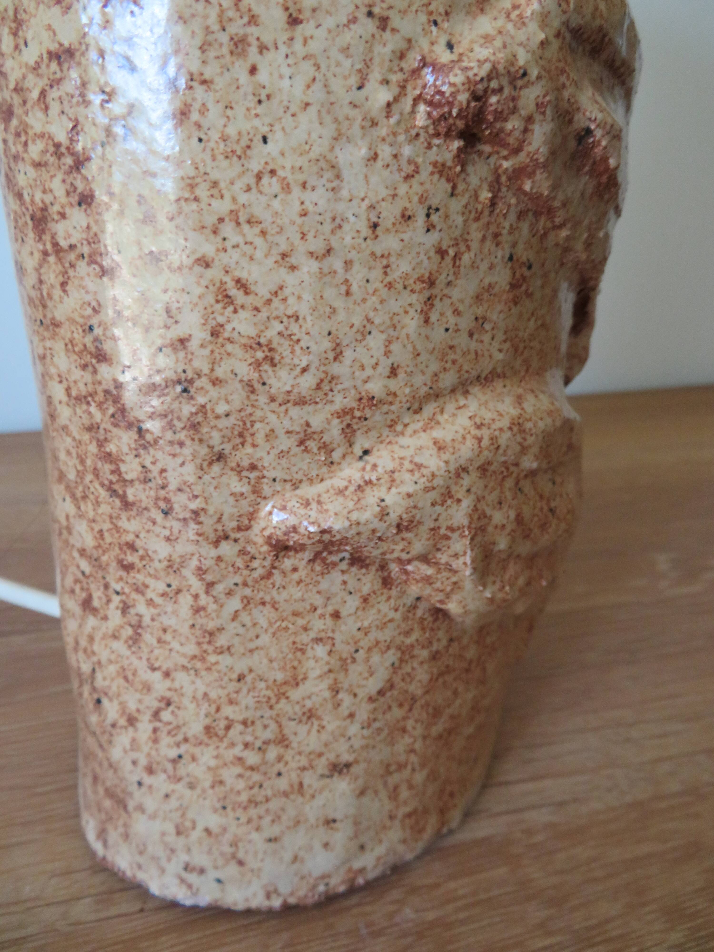 Large vintage glazed terracotta lamp base