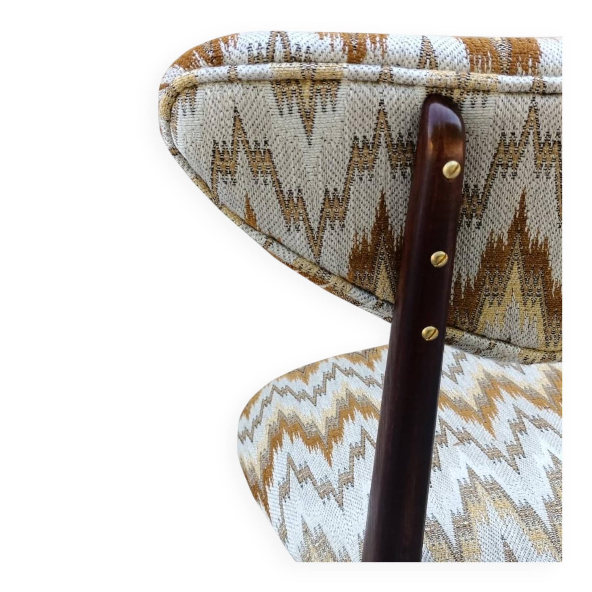 'Heart' Chair Mid-Century Modern, Yellow Velvet Gaston Daniela Jacquard, Dark Wood, Europe 1960s