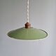 Industrial pendant light in green enamelled sheet metal, 1930s-40s