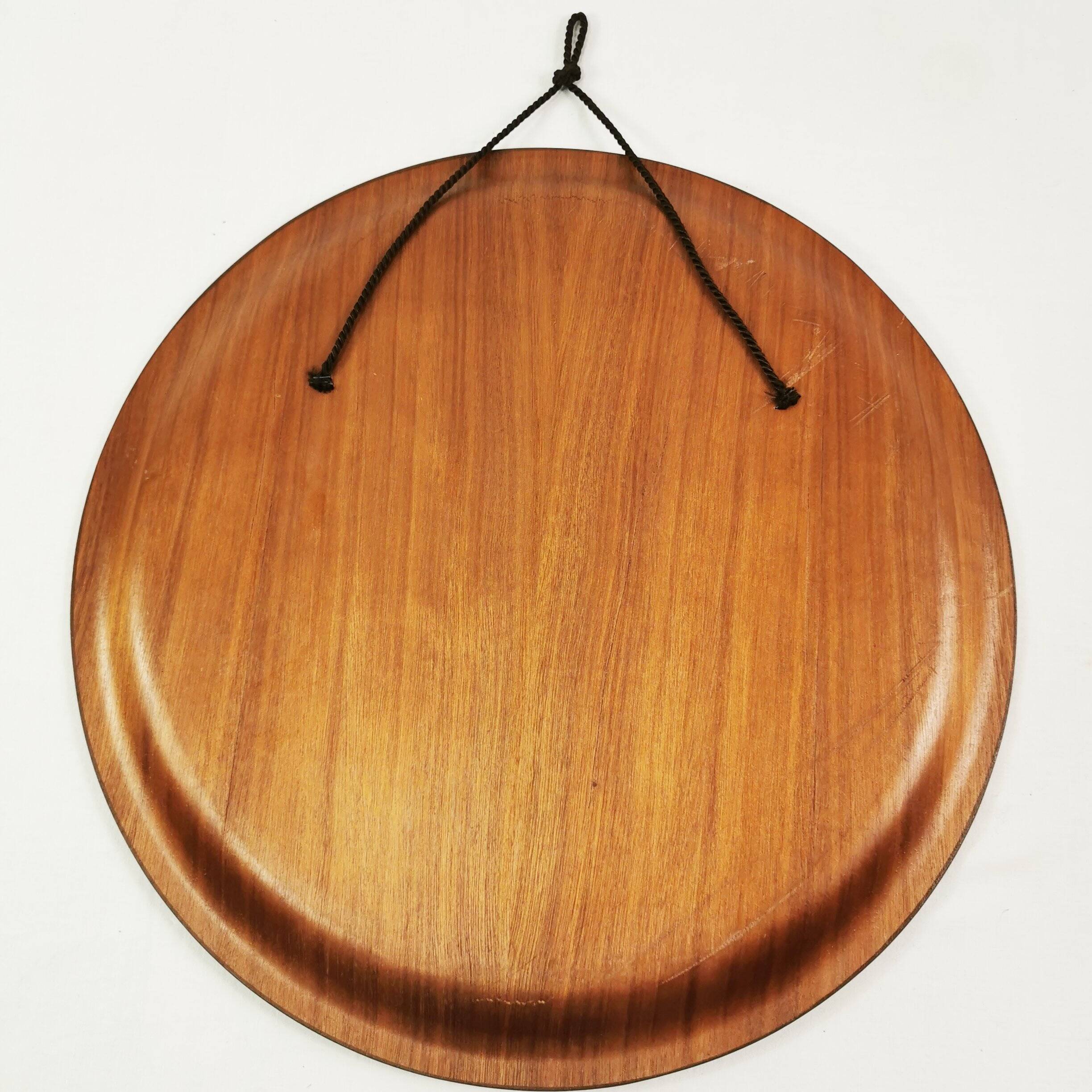 Mid Century Teak Round Wall Mirror, Denmark, 1960s