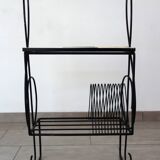 1960s metal and ceramic magazine and record rack