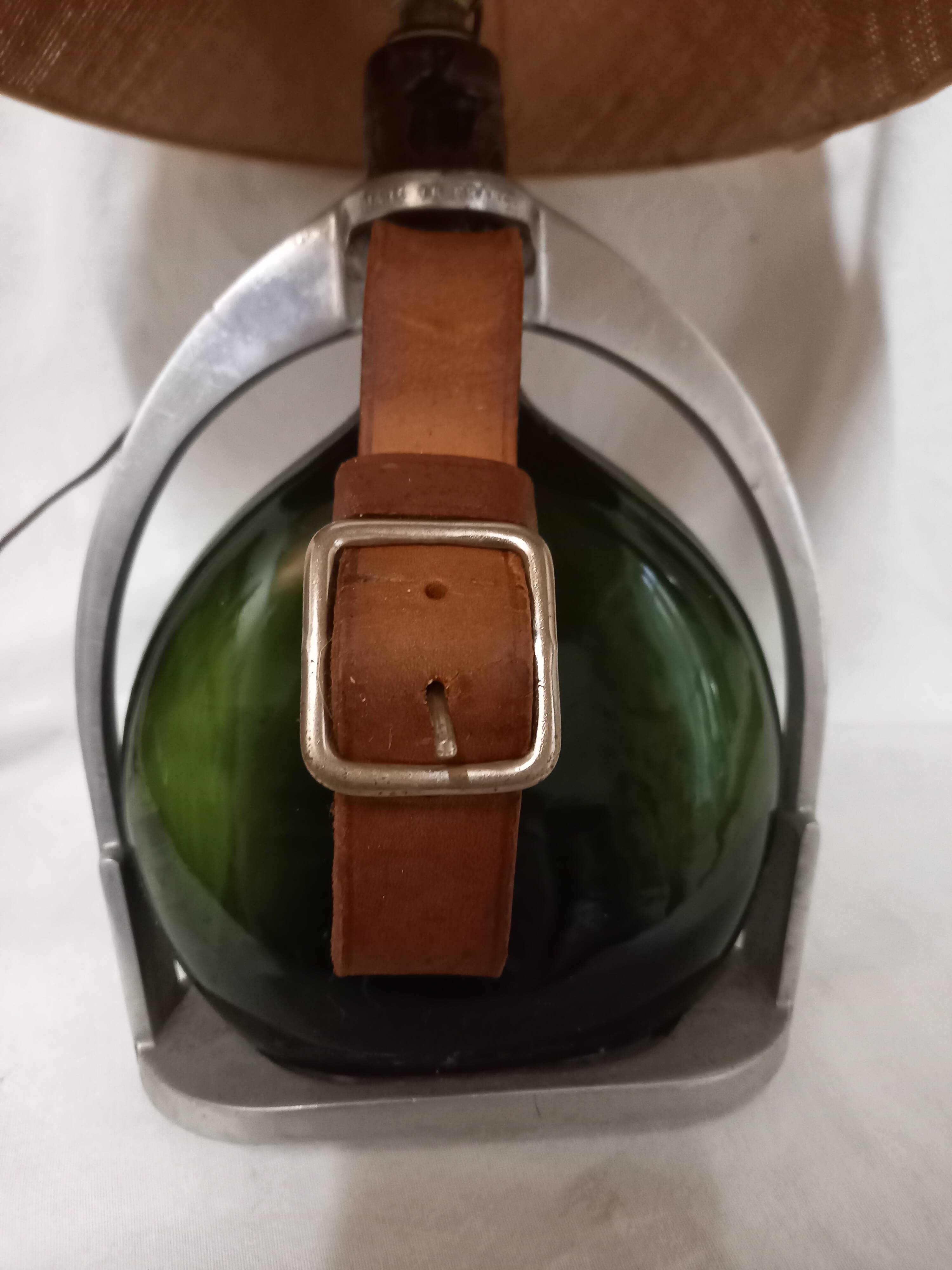 Ducastaing Armagnac bottle lamp with stirrup, 1960s