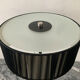 Brushed aluminium and glass design lamp
