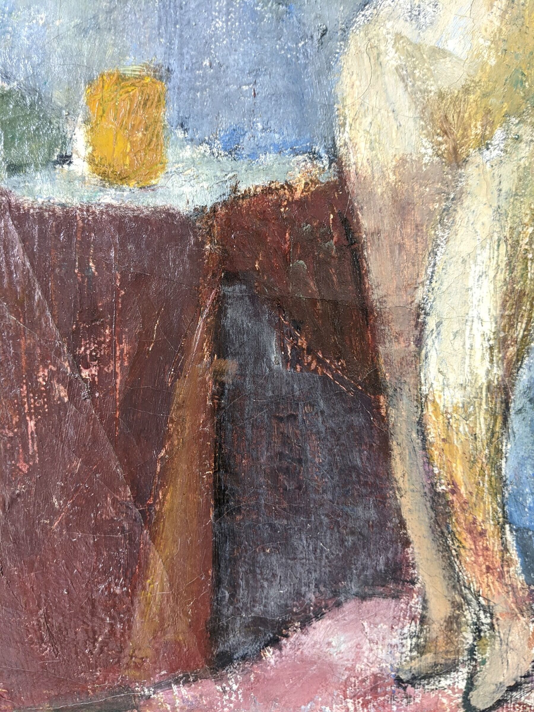 1945 Mid-Century Modern "Leaning Model" Swedish Vintage Figurative Portrait Oil Painting, Framed