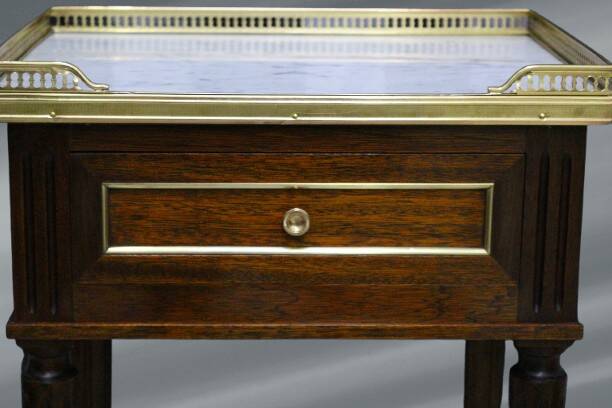 Pair of Louis XVI Style Nightstands with White Carrara Marble