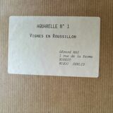 Painting Landscape of Roussillon in watercolor signed.