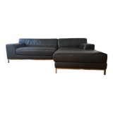 Black leather corner sofa – IKEA KRAMFORS – timeless design