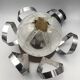 Suspension lustre Mazzega globe en verre de murano opalescent