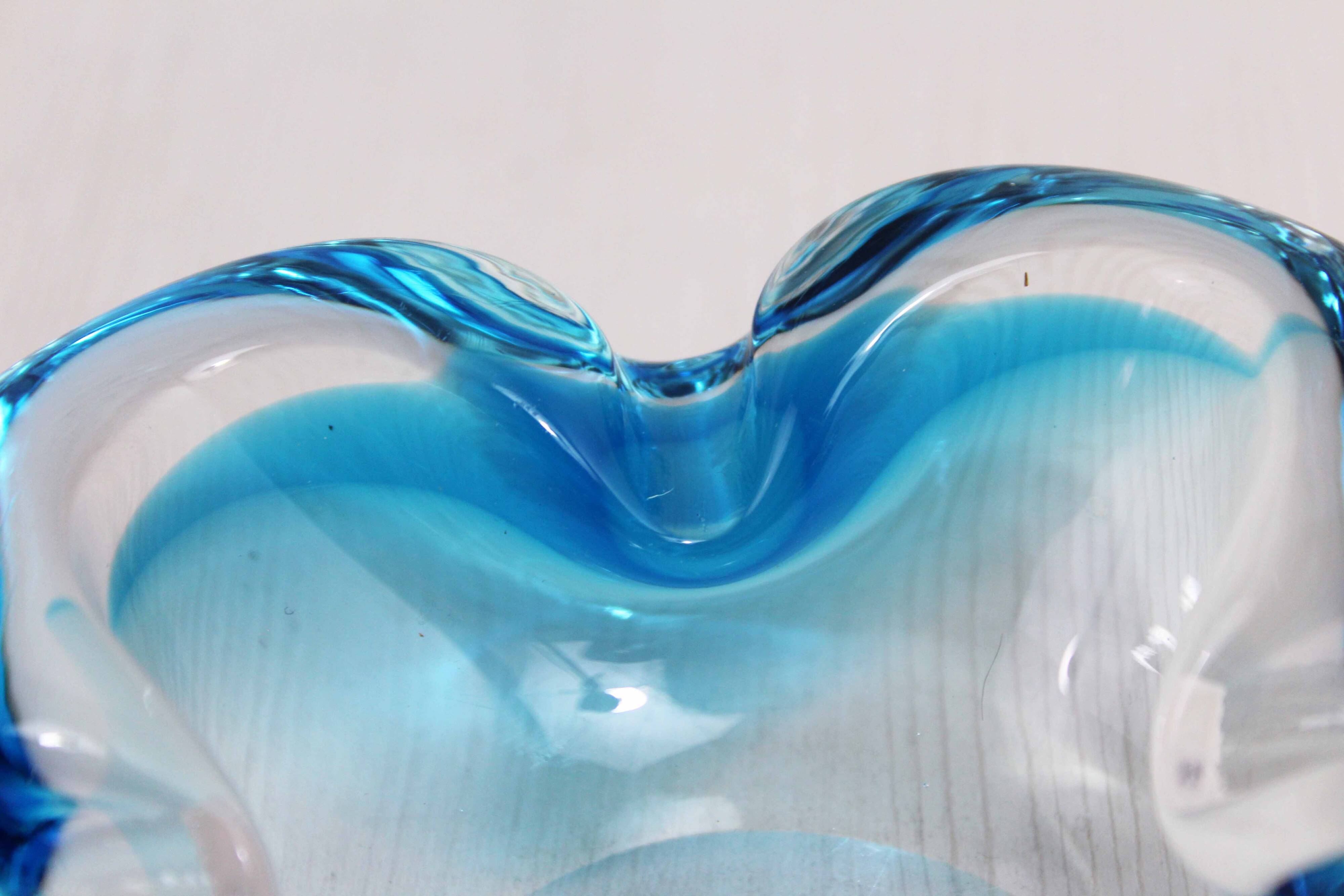 Blue Murano glass ashtray
