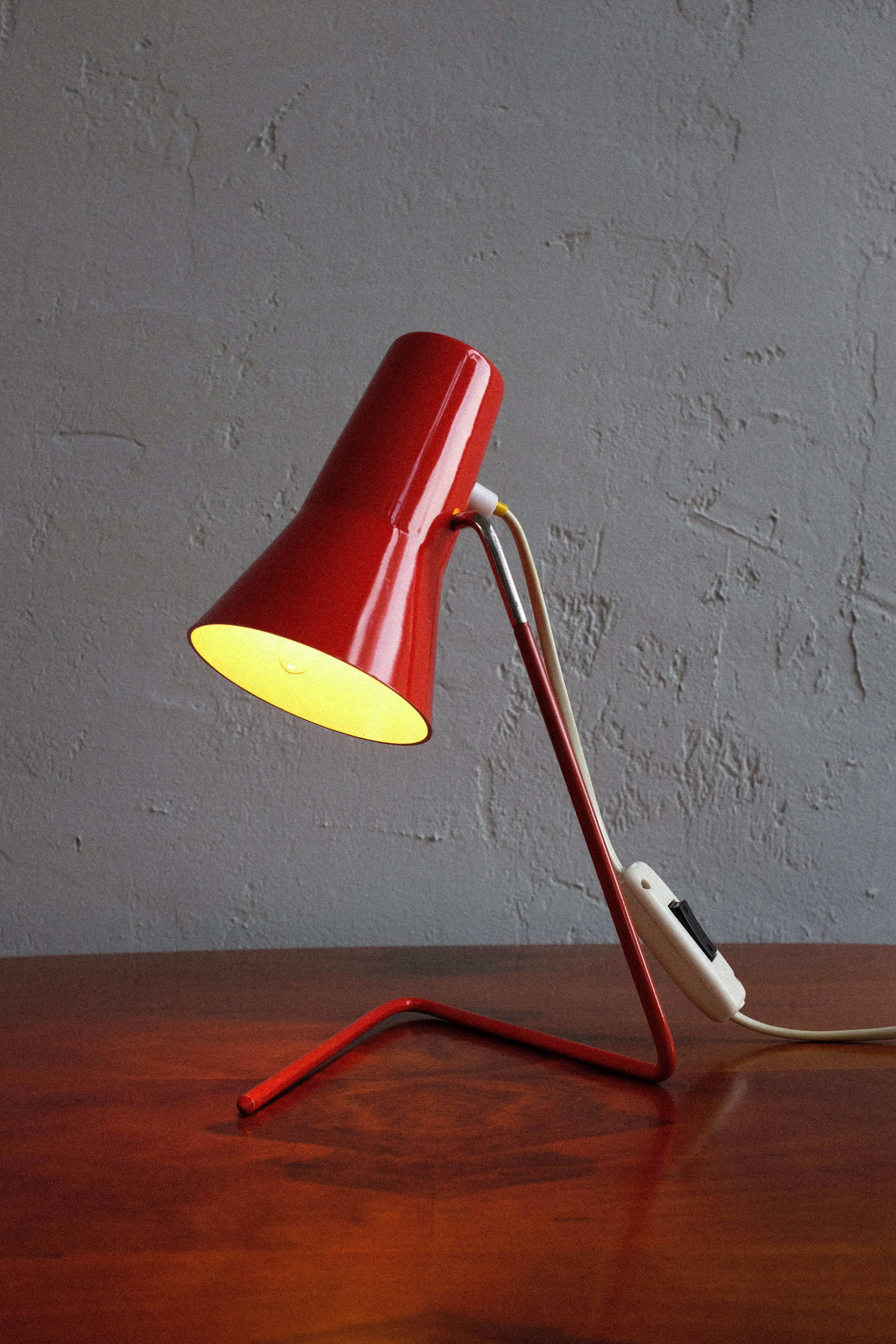 Vintage czechoslovakian red table lamp Drupol 21616, 1960s
