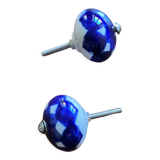 2 buttons, ceramic door handles, white blue
