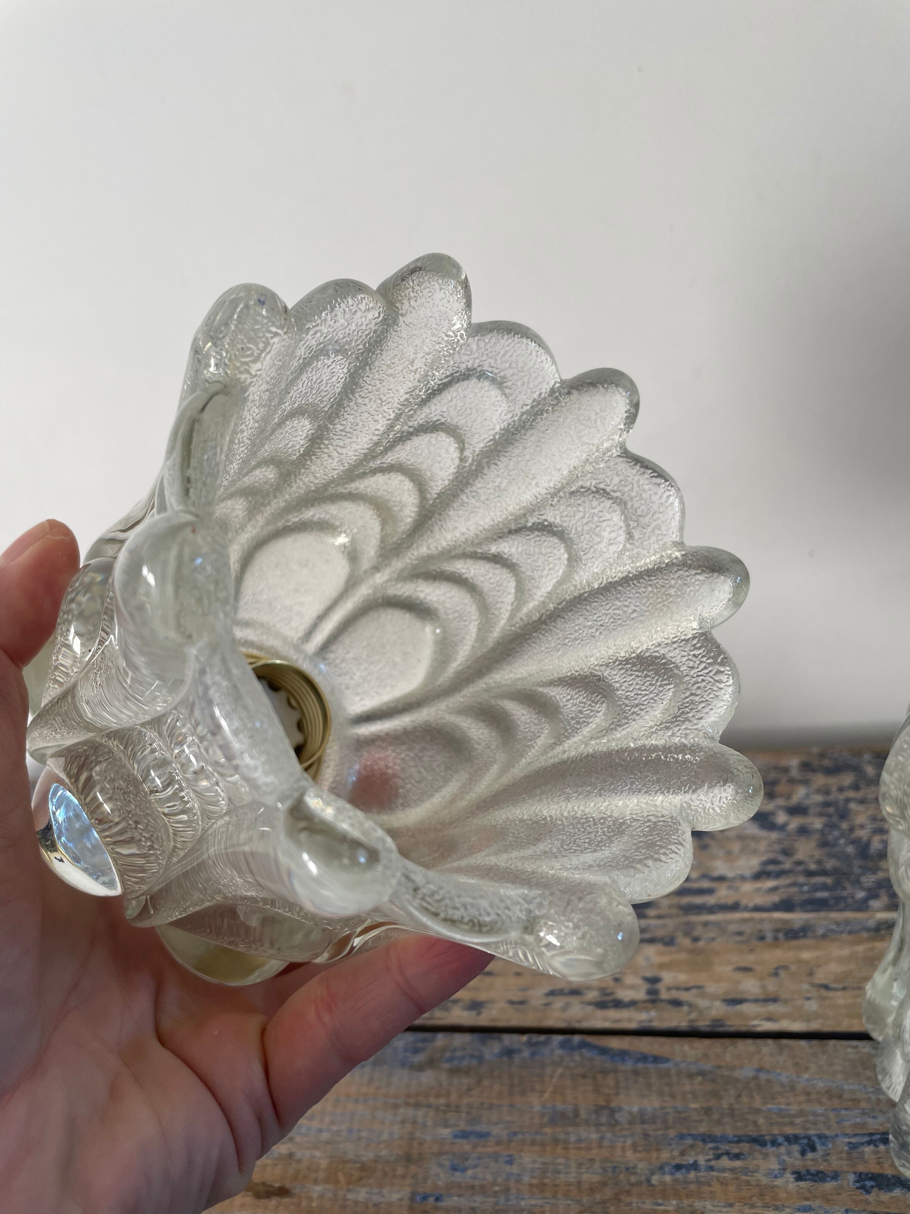 Set of two vintage electric chiseled glass handhelds