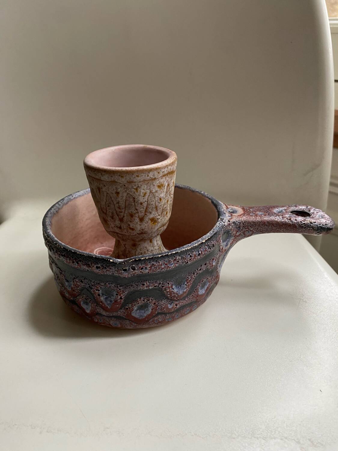 Egg cup and fondue pot