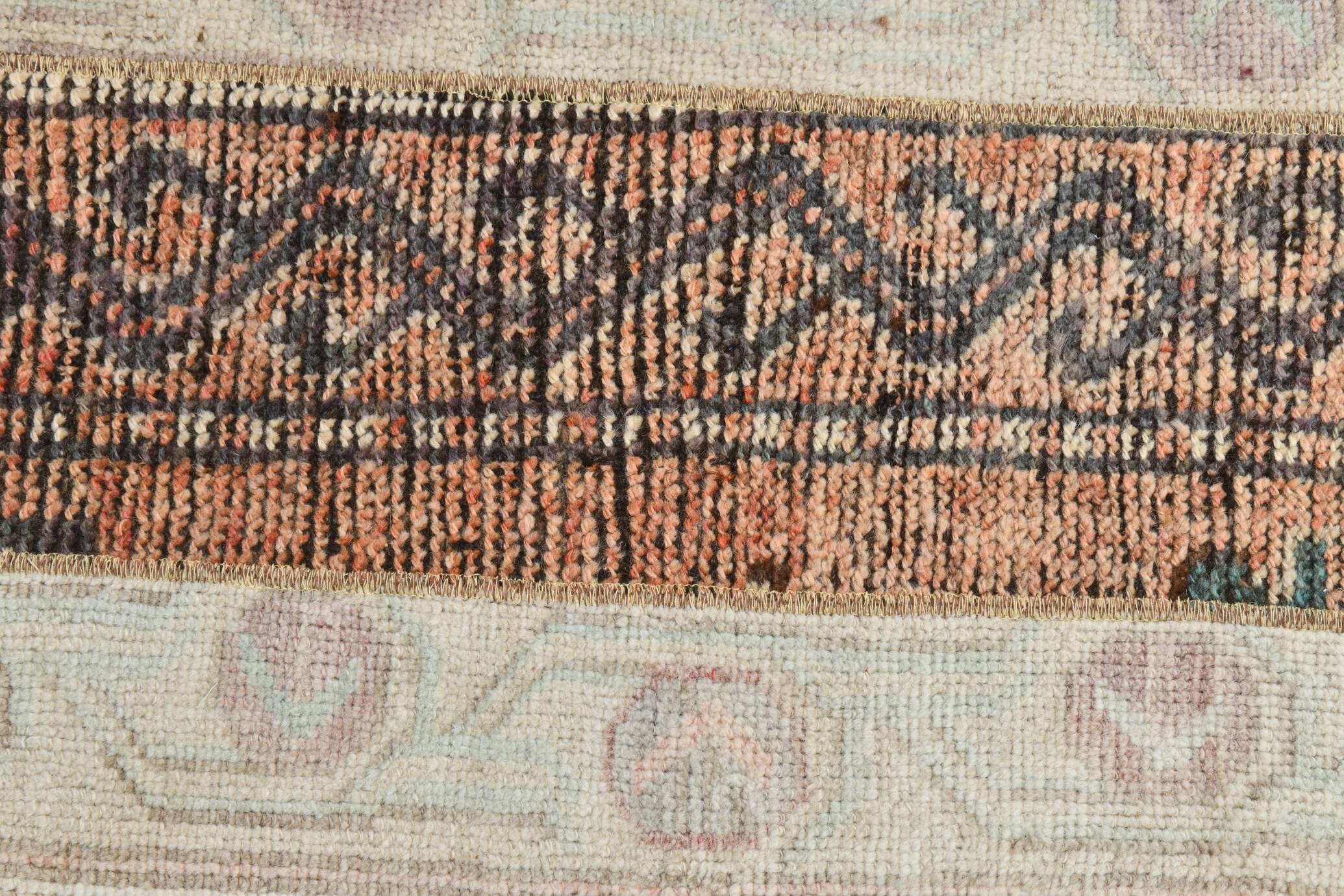 2x8 Short Blue Beige Vintage Runner Rug, 58x250Cm