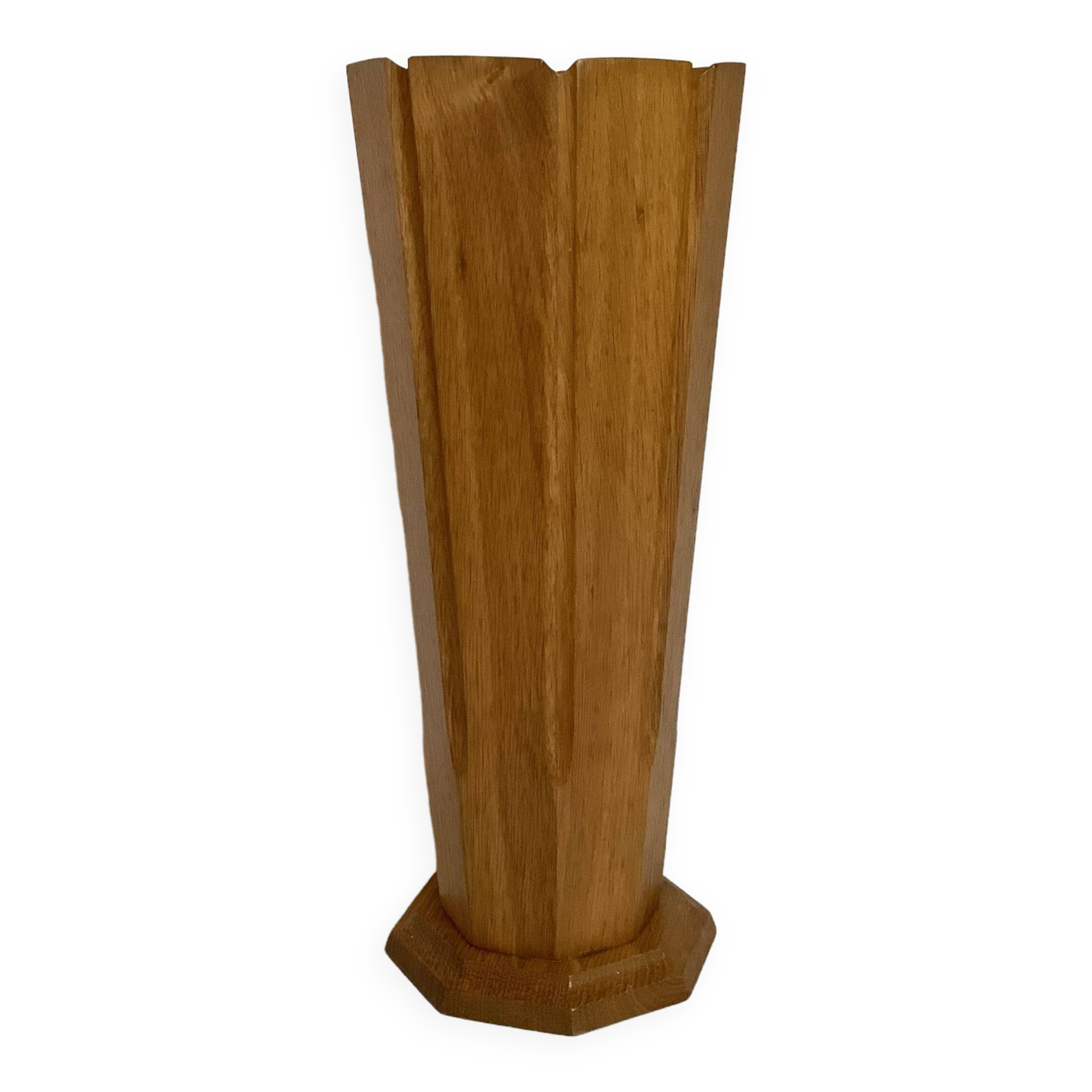 Large octagonal wooden vase