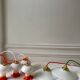 Pair of suspensions tulips in opaline orange gradient orange thread 70s