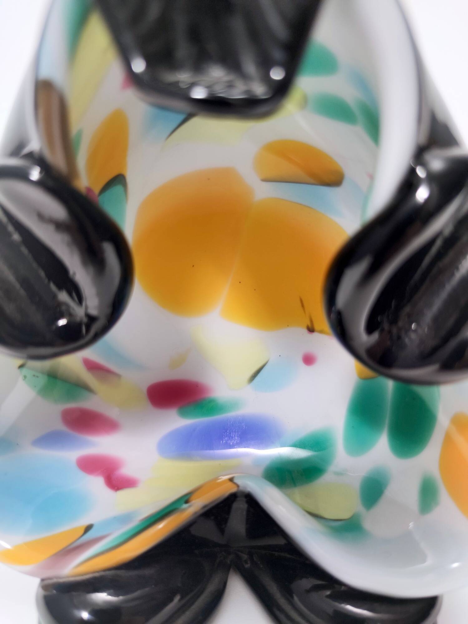 Black and Multicolored Murano Glass Clown Trinket Bowl / Ashtray, Italy