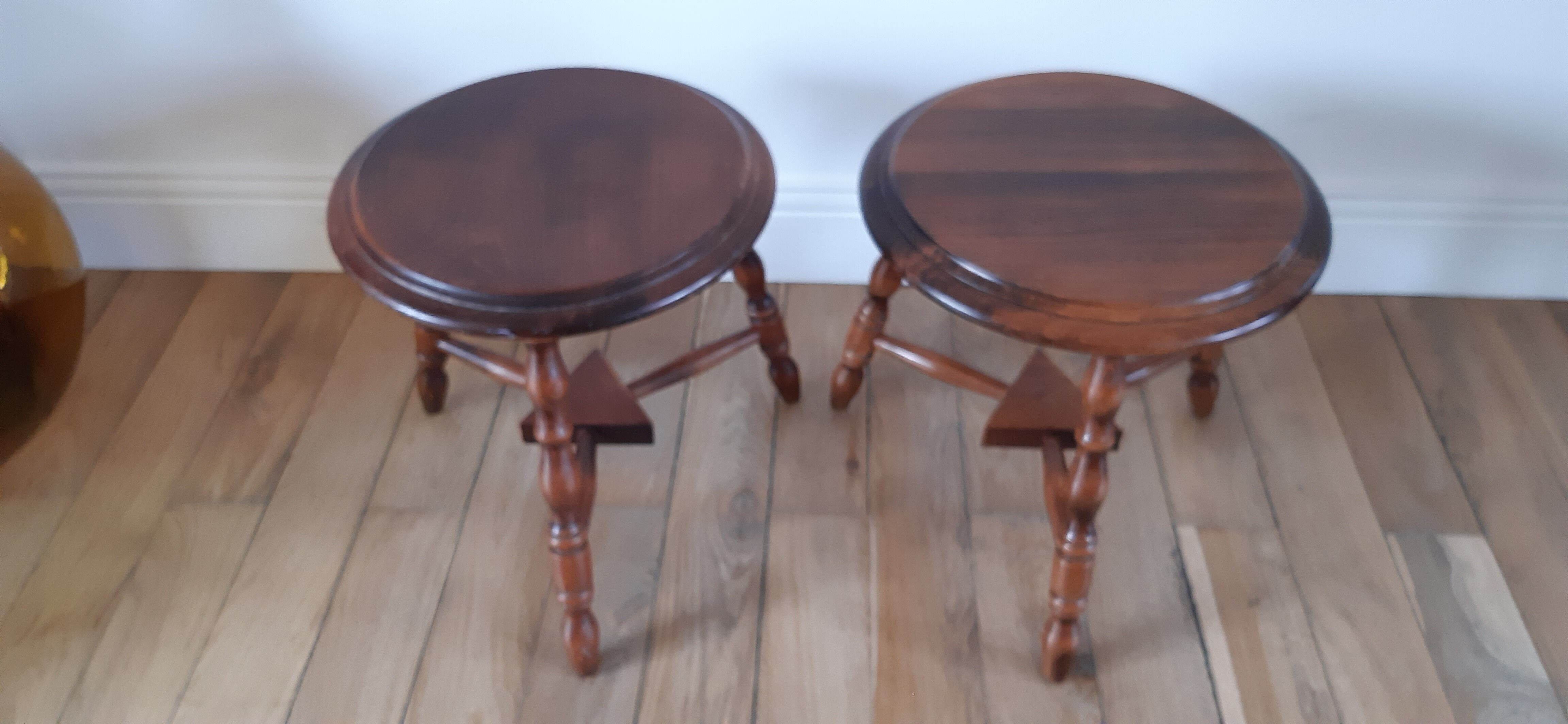 Pair of wooden stools turned vintage 60s