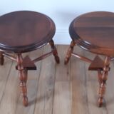 Pair of wooden stools turned vintage 60s